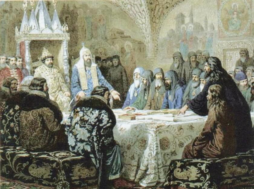 Церковный собор. 1654 год. Начало раскола. Алексей Кившенко, 1880